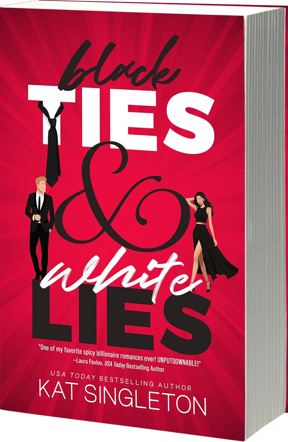 Black Ties & White Lies by Kat Singleton book cover – Age Gap, Enemies To Lovers, Forced Proximity, Medium Spice romance novel