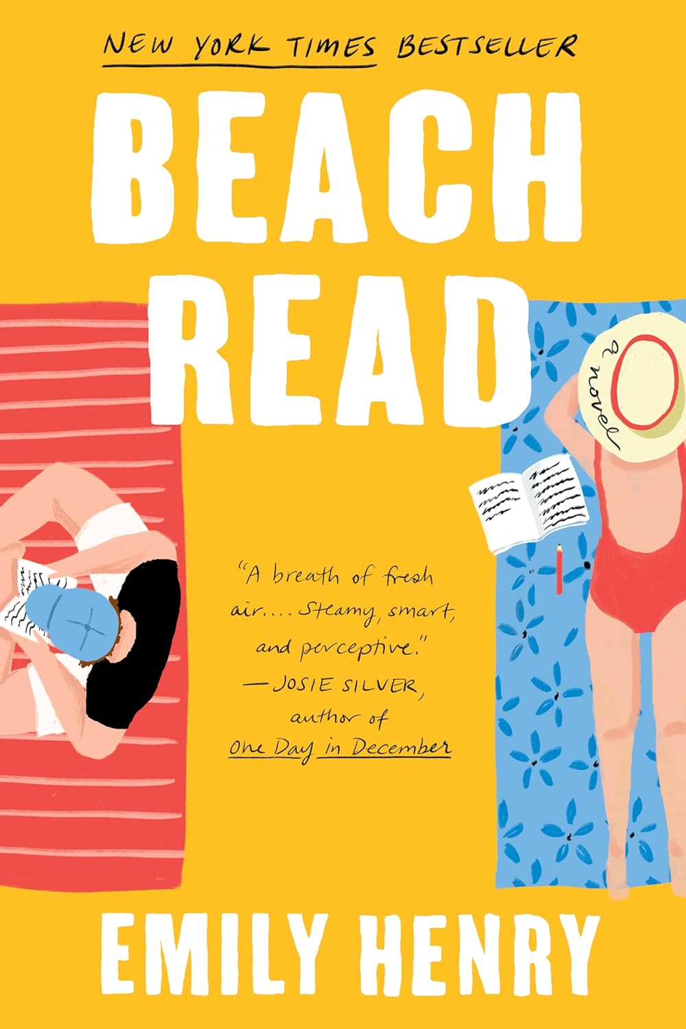 Beach Read by Emily Henry book cover – Contemporary Romance, Enemies To Lovers, Forced Proximity, Found Family, Grumpy X Sunshine, Medium Spice romance novel
