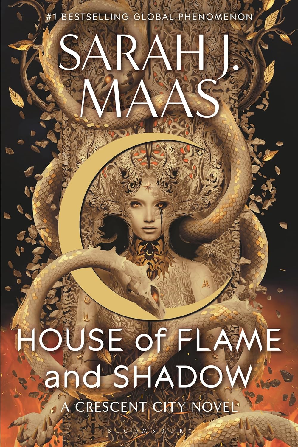 House of Flame and Shadow by Sarah J Maas book cover – Enemies To Lovers, Fantasy Romace, Forbidden Romance, Forced Proximity, Found Family, High Fantasy, Medium Spice, Paranormal, Witch/Magic romance novel