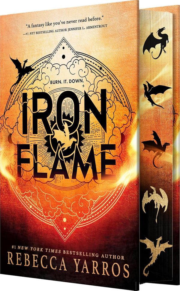 Iron Flame (Wing and Claw Collection) by Rebecca Yarros book cover – Enemies To Lovers, Forced Proximity, High Fantasy, High Spice romance novel