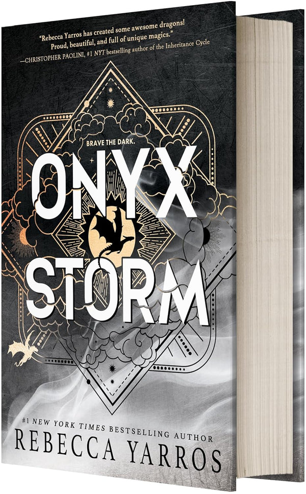 Onyx Storm (Standard Edition) by Rebecca Yarros book cover – Enemies To Lovers, Fantasy Romace, Forbidden Romance, Forced Proximity, Found Family, Grumpy X Sunshine, Medium Spice romance novel